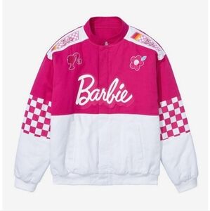 RARE Barbie Hot Pink and White Bomber Jacket Size XL